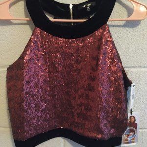 Sequin Halter with Velvet trim